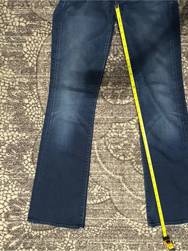 7 For All Mankind 28 Dark Blue Swarovski Crystal Studded Pockets Bootcut Jeans - Image 6