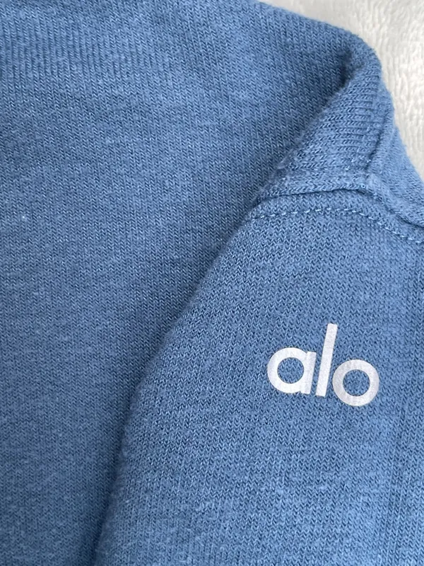 ALO Yoga Teal Cropped Hoodie loungewear Activewear Pilates Gym Outdoor size M - Image 2
