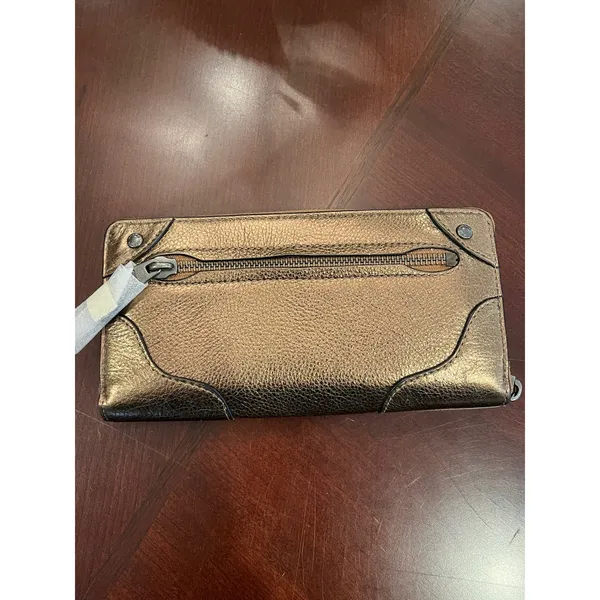 NEW‎ Coach Accordion Zip Wallet Metallic Bronze Pebbled Leather 52645 - Image 3