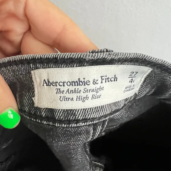 Abercrombie &‎ Fitch Ankle Straight Ultra High Rise Gray Black Jeans Women 27/4R - Image 7