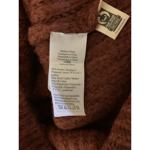 Madewell Loretto Rust‎ Mock Neck Chunky Knit Sweater Cozy Cottagecore XS - Image 5