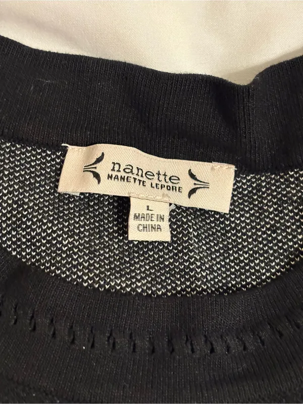 Nanette Lepore Black Short Sleeve Crewneck Sweater with Silver Star Accents - Image 2