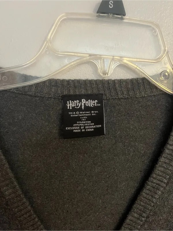 Warner Bros. Gryffindor Charcoal Gray Cardigan with Gold‎ Stripe Accents - Image 4