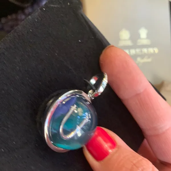 Authentic BURBERRY Silver U crystal ball Key/charm - Image 3