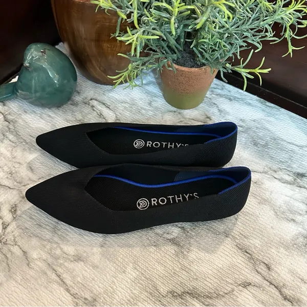 Rothy’s Women's The Point Flats Size 8W Black Blue Knit Slip On Shoes - Image 3