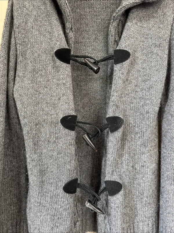Autumn Cashmere Gray Hooded Toggle Sweater Cardigan cable knit small - Image 2