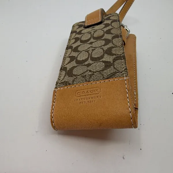 Coach Signature C Phone Case Brown Canvas Leather Phone Case - Image 4