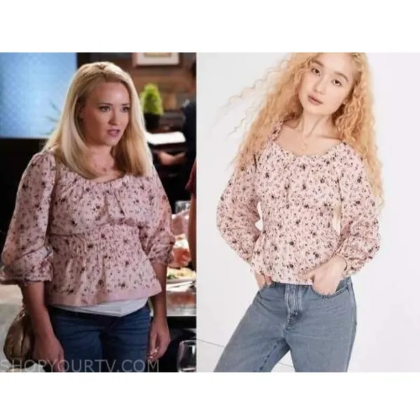 Madewell Sophia Top Bouquet Floral XS Pink Smocked Puff Sleeve Cottage Ruffle‎ - Image 5