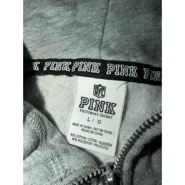 Victoria's Secret Pink Pittsburgh Steelers Fantasy Player Zip Up Hoodie Sz L - Image 2