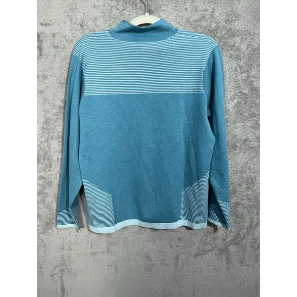 Peter Millar Quarter Zip Pullover Large Gypsy Blue Striped Preppy Nautical NWT - Image 4