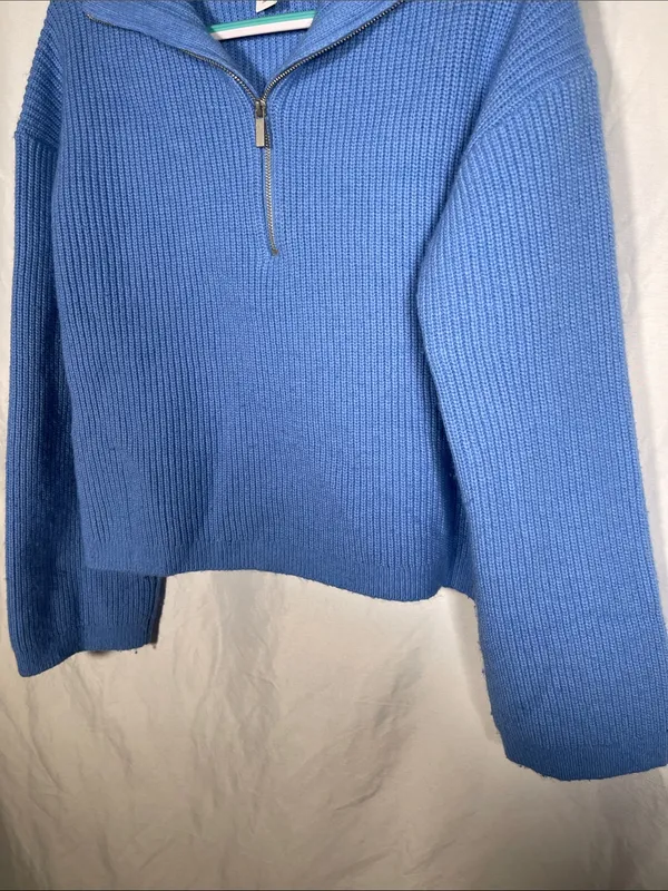 H&M Womens Blue Half Zip Sweater Small - Image 3