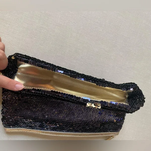 Lancome Sequins Makeup Bag Blue - Image 5