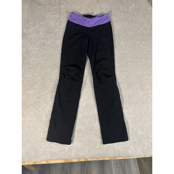 Lululemon Womens Pants Straight Leg Mixed Material Pull On Black Size 4 Thick - Image 2