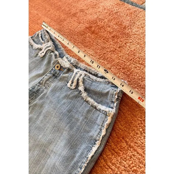 L.A. Blues Denim Shorts Size 10 Light Wash Frayed Trim Raw Hem Vintage - Image 5