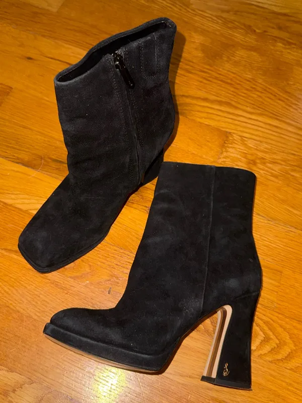 Sam Edelman Black Suede Platform Ankle Boots with Block Heel - Image 2