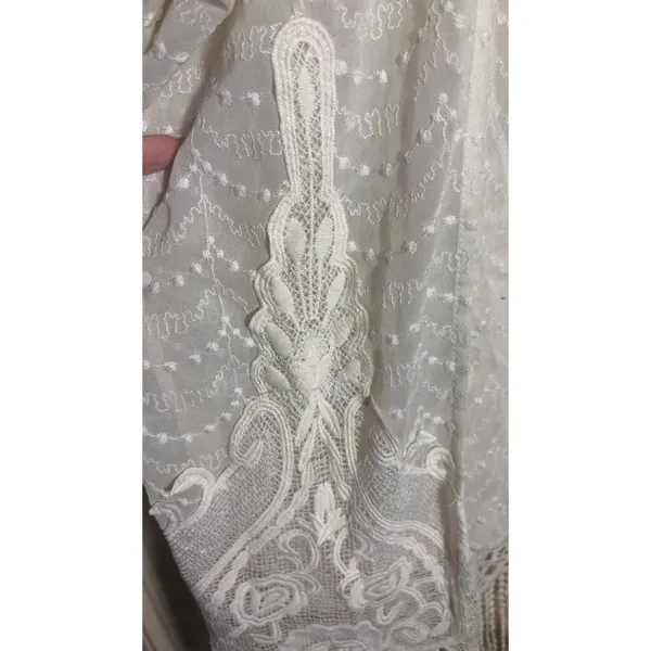 Altar'd State Cream Lace Fringe Trim‎ Kimono XS/S Boho Beach Bridal Festival - Image 4