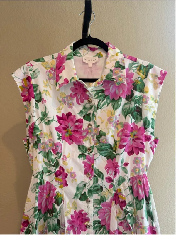 Entro Floral Print Cap Sleeve Midi Dress Size S - Image 3