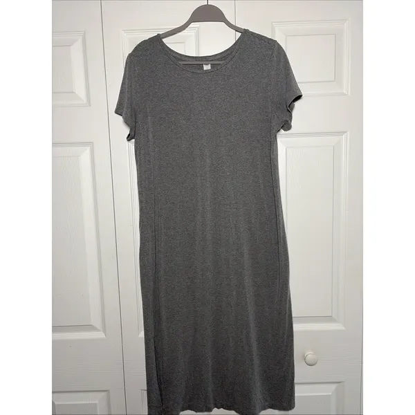 Old Navy T-Shirt Midi Dress Womens Size L Gray Casual Short Sleeve Rayon‎ Blend - Image 2