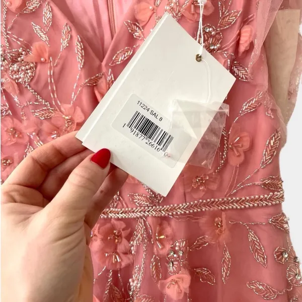 NEW Mac Duggal 11224 - Pink V-Neck‎ A-Line Prom Gown Maxi Dress Size 8 - Image 6