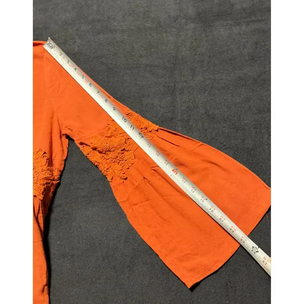 Easel Orange Lace Detail‎ Bell Sleeve A Line Dress Women's Size M - Image 7