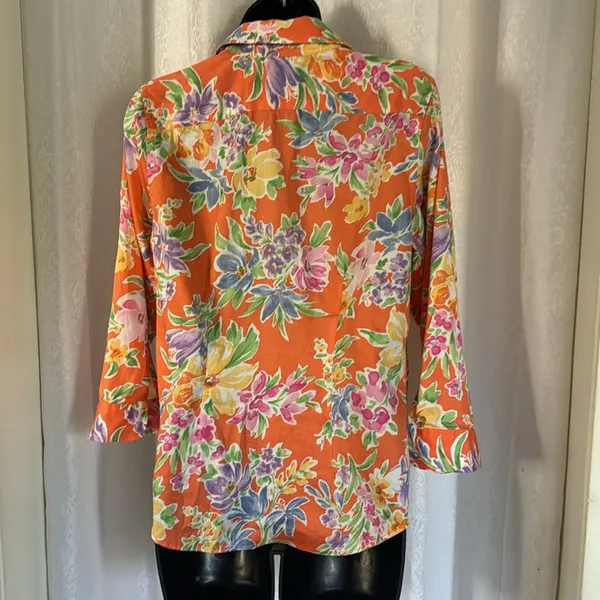 RALPH LAUREN FLORAL COTTON BLOUSE Sz SP - Image 2