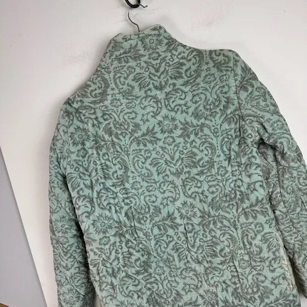 Antik Batik Cotton Velvet Quilted Paisley Print Jacket Coat Sz Small Seafoam - Image 10