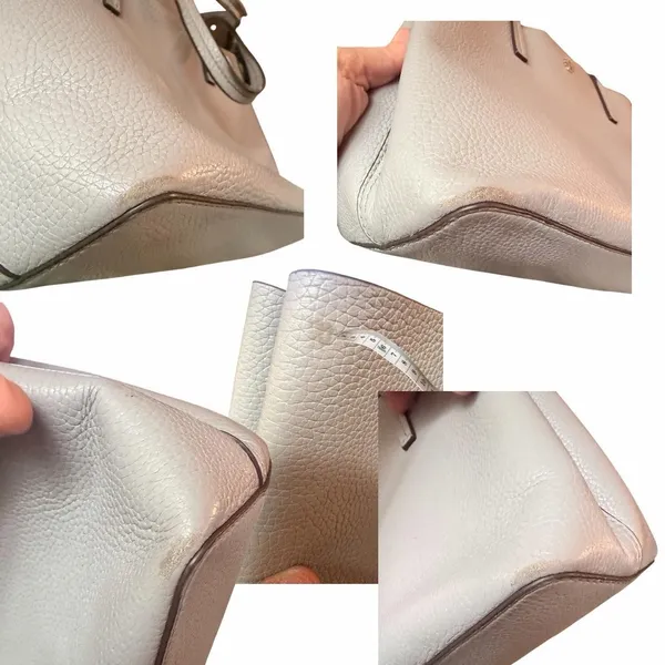 Tory Burch Blake Small Pebbled Leather Tote Gray Crossbody Satchel Bag - Image 8
