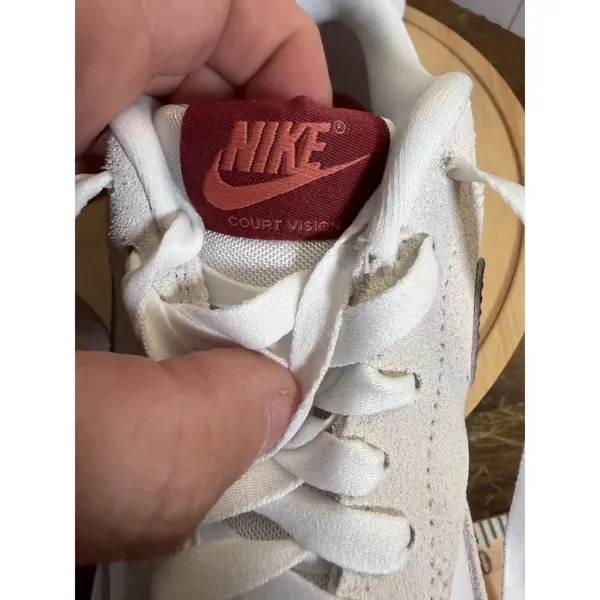 Nike Court Vision‎ Low Shoe, Suede & Leather, Red Cream White, Women's, Size 8.5 - Image 8
