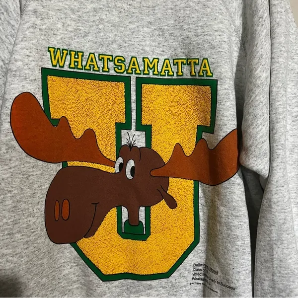 Vintage Bullwinkle Moose “Whatsamatta”‎ University Pullover Sweater - Image 3