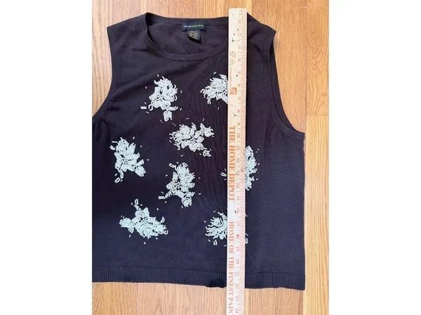 Y2K Beaded Embellished Silk Blend Sleeveless Sweater Tank Top Shell Medium - Image 5