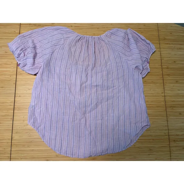 Pilcro Anthropologie Lavender Striped Cotton Button Front Blouse M - Image 4