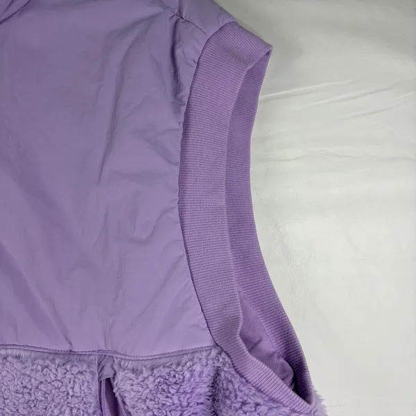 JoyLab Womens Mixed Media Sherpa Fleece Puffer Vest Purple Large New Winter Chic - Image 7