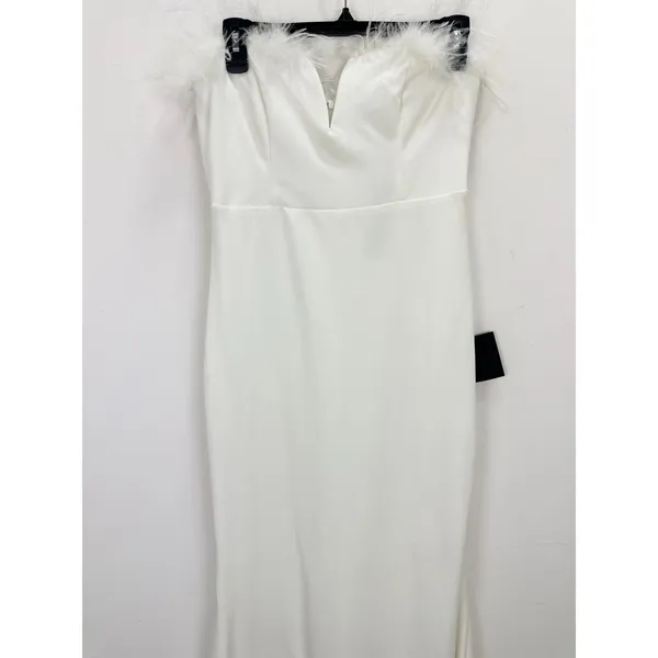 Lulus Extraordinary Glam White Feather Strapless Mermaid Maxi Dress Medium NWT - Image 6