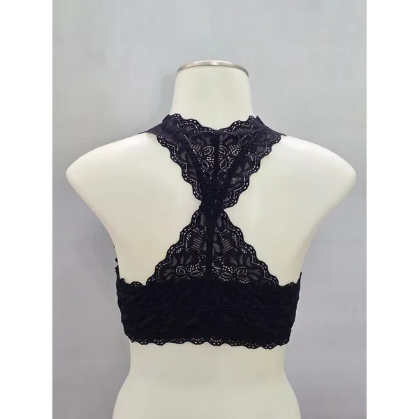 Felina Black Whimsy Romantic Boudoir Bridal Cottage Lingerie Lace Bralette M - Image 2