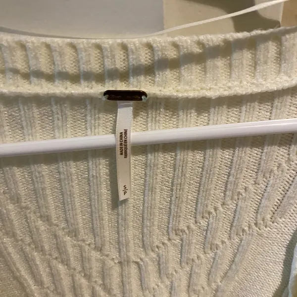 Free people Elegant Cream Knit long sleeve sweater mini Dress, size S - Image 7