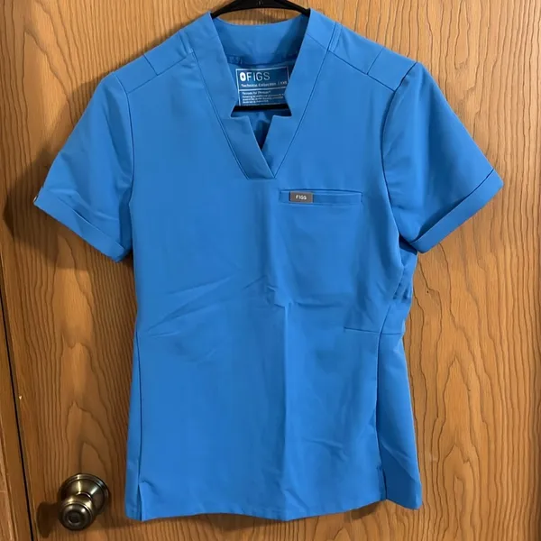 Figs Siaya Capri Blue V Neck Scrub Top‎ XXS - Image 10