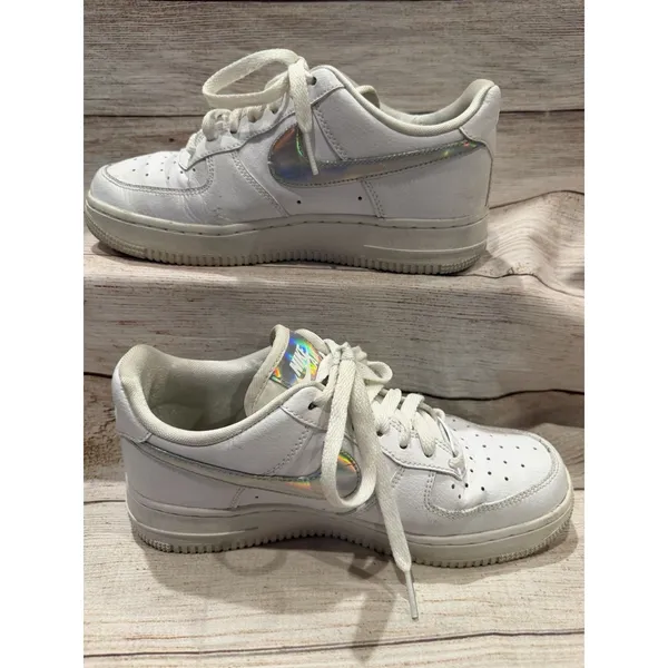 Nike Womens Air Force 1 Low Iridescent Swoosh White CJ1646 100 Sneakers Size 6 - Image 3