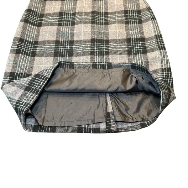 Talbots Grey Black Teal Plaid Pencil Skirt Lined Size 8 Knee Length Professional - Image 4