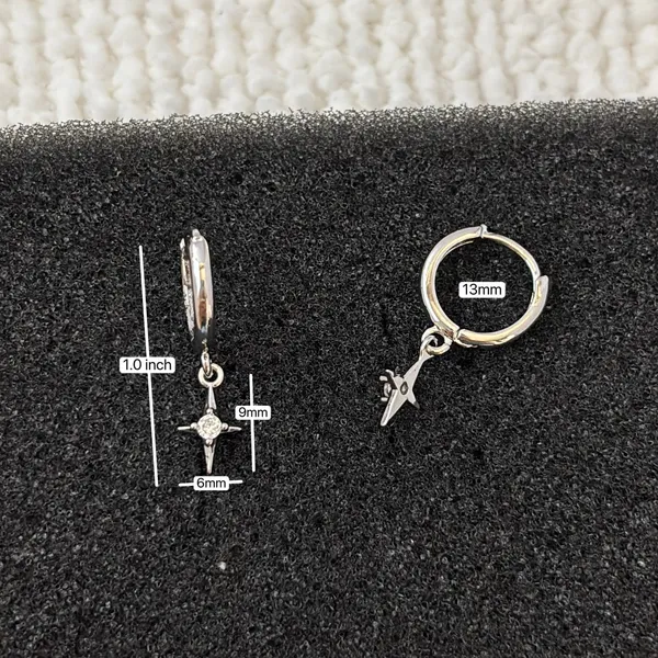 CZ Star Dangle Drop Earrings for Men Women Streetwear Hip Hop Punk Unisex - Image 2