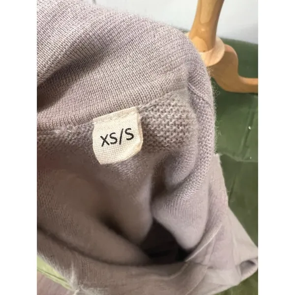 Womens Minimalist Quiet Luxury Cashmere Polo Sweater Preppy Beige XS S - Image 9