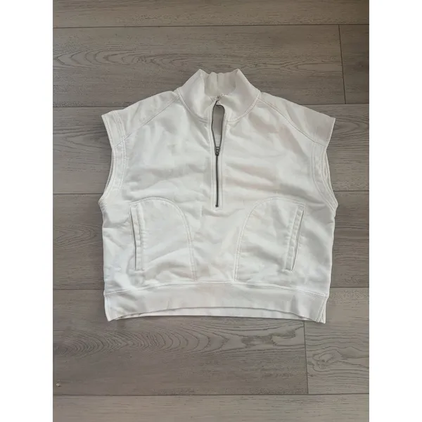Daily Practice Women Sweater Vest Pullover White Cotton Zip Size L - Image 2