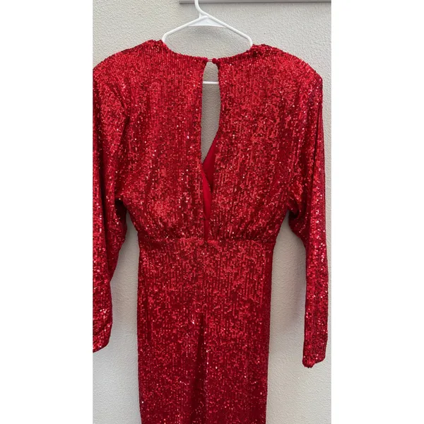 NWOT Alexia Admor Silena Surplice Midi Dress Red Sequin V-Neck Womens Size XS - Image 7