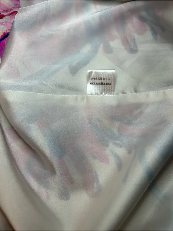 Yumi Kim Silk Strapless Floral Ruffled Dress in White, Pink & Blue Size XS - Image 11
