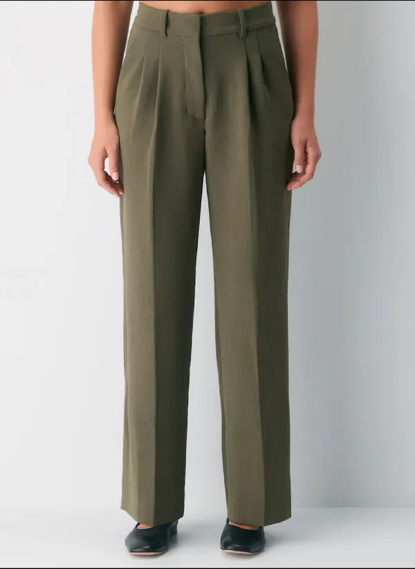 Aritzia Effortless Pant Olive Green Wide-Leg, Lengh Full, Rise High Size 4 - Image 2