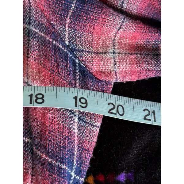 Aeropostale Flannel Pink/Black Open Long Tab Sleeve‎ Shirt Size Small Shawl Neck - Image 8