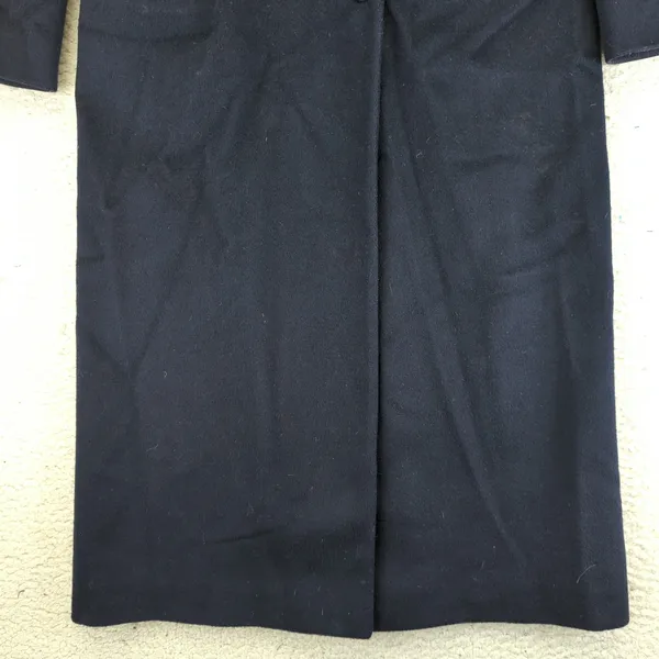 Vtg Charter Navy Blue Wool Long Coat Double Breasted‎ One Button Womens 6 Petite - Image 8