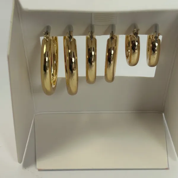 House of‎ Harlow 1960 Set of 3 Gold Tone Hoop Earrings Lead Safe Nickel Free - Image 5