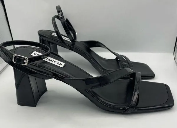 Steve Madden black patent leather strappy block heel sandals women Size 9.5M - Image 6
