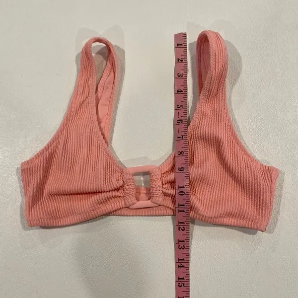 Aerie Real Good Ribbed Bikini Top Pink Scoop Neck Cutout Swimsuit Large - Image 8
