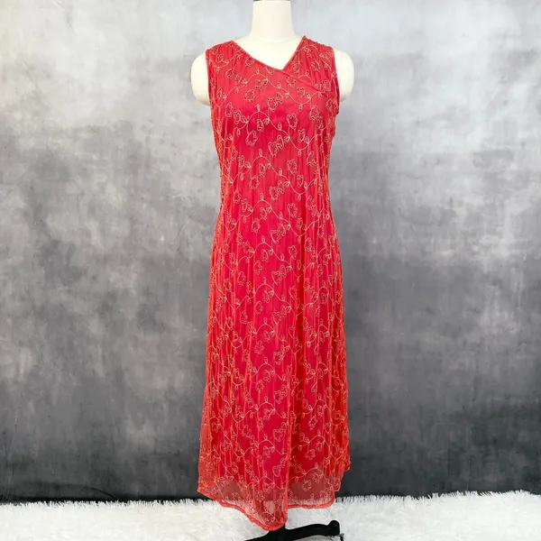 Y2K Womens Ethereal‎ Mesh Dress Medium Cottage Fairy Grunge Artsy Glam HOCO - Image 2